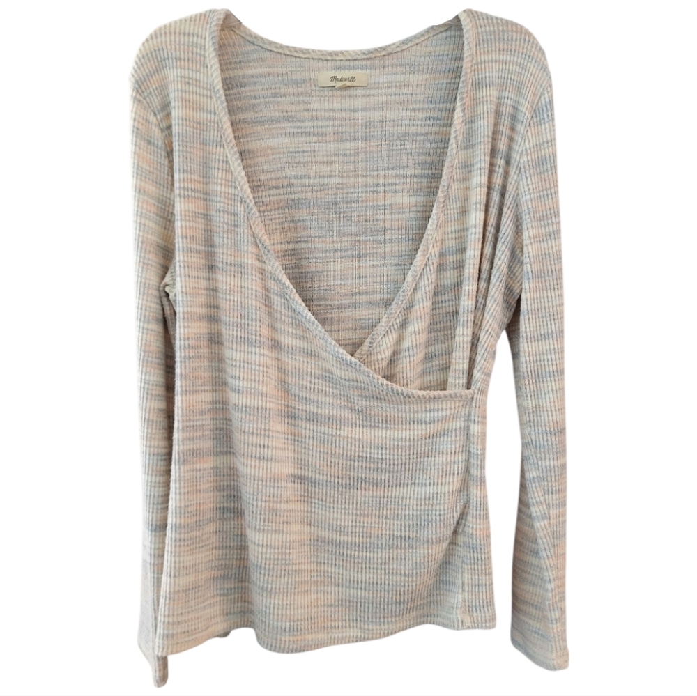 Madewell Space-Dye Soft Rainbow Faux-Wrap Top- Size XL